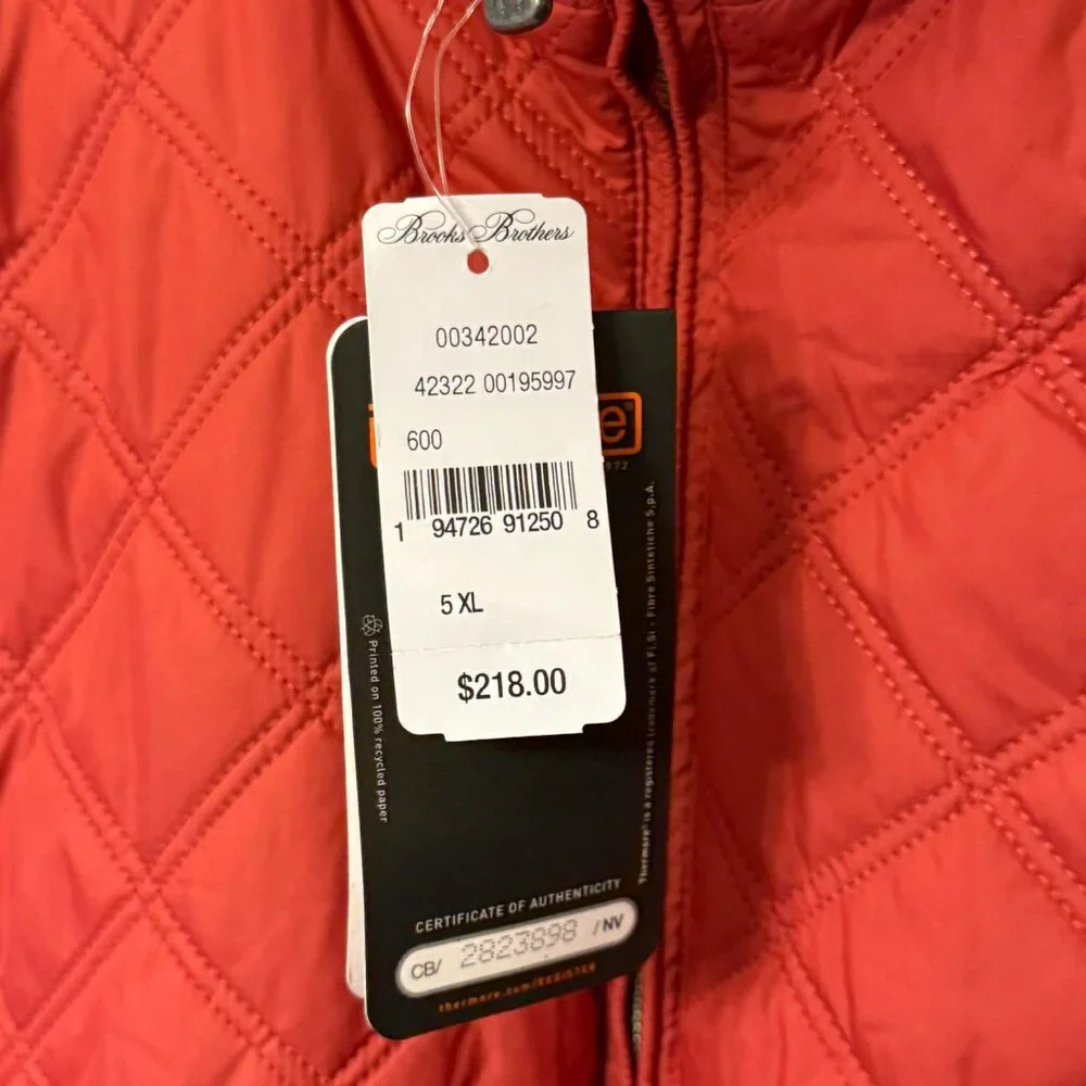 Brooks Brothers Big Tall Paddock Diamond Quilted Vest Red - Picture 5 of 8